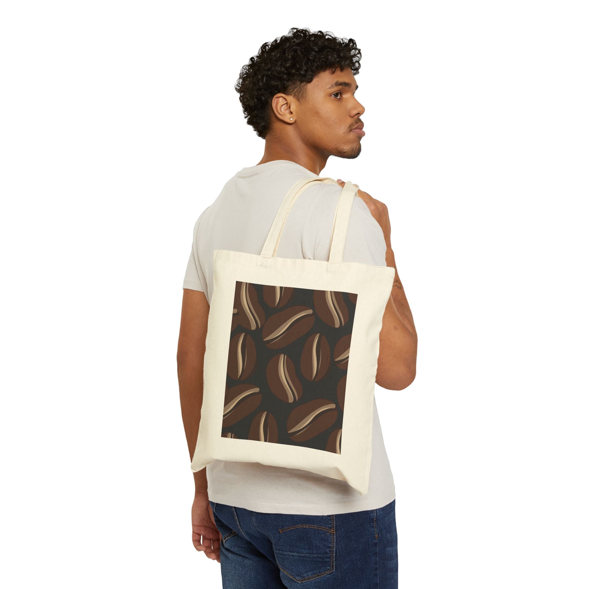 Coffee Tote Bag — "My Work Ethic Is Held Together by Coffee" Canvas Grocery Bag