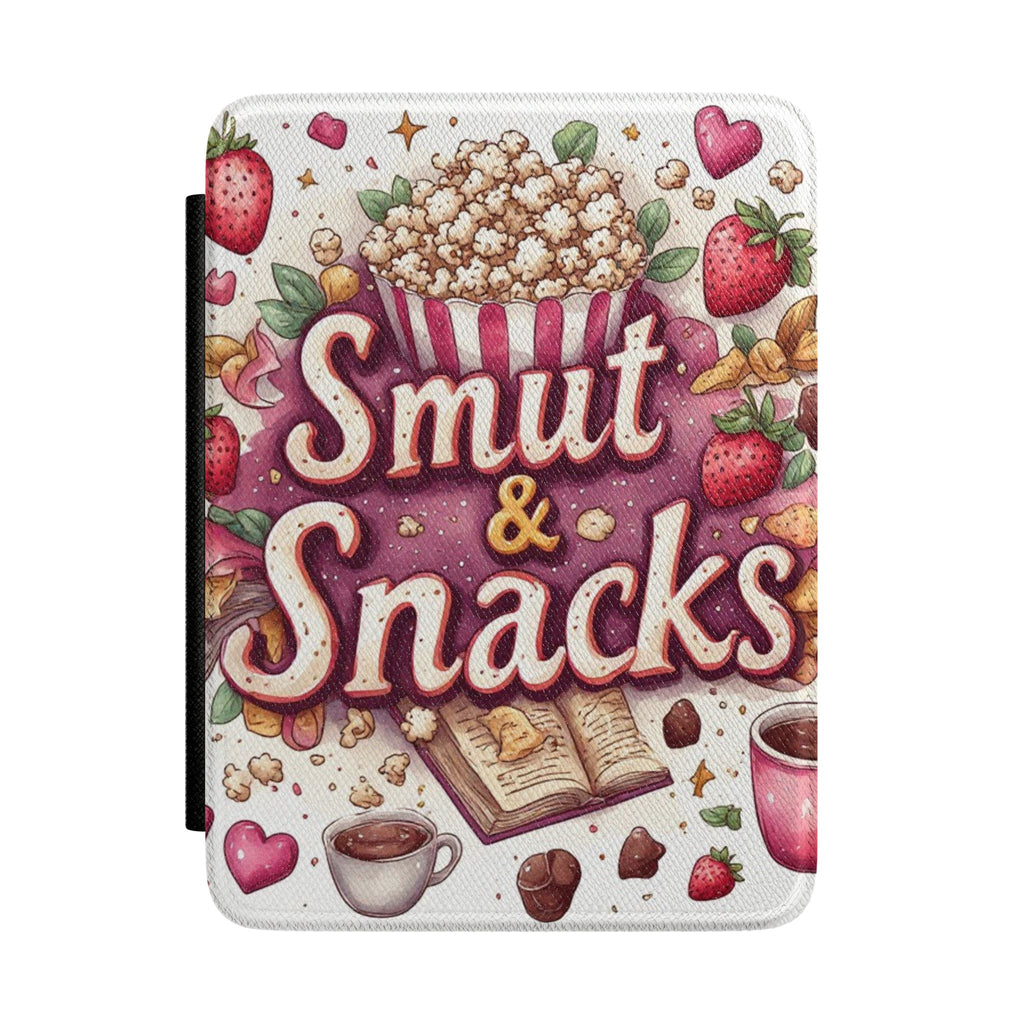 Kindle Case - "Smut & Snacks" Cozy Reader Cover with Popcorn, Strawberries & Coffee Design
