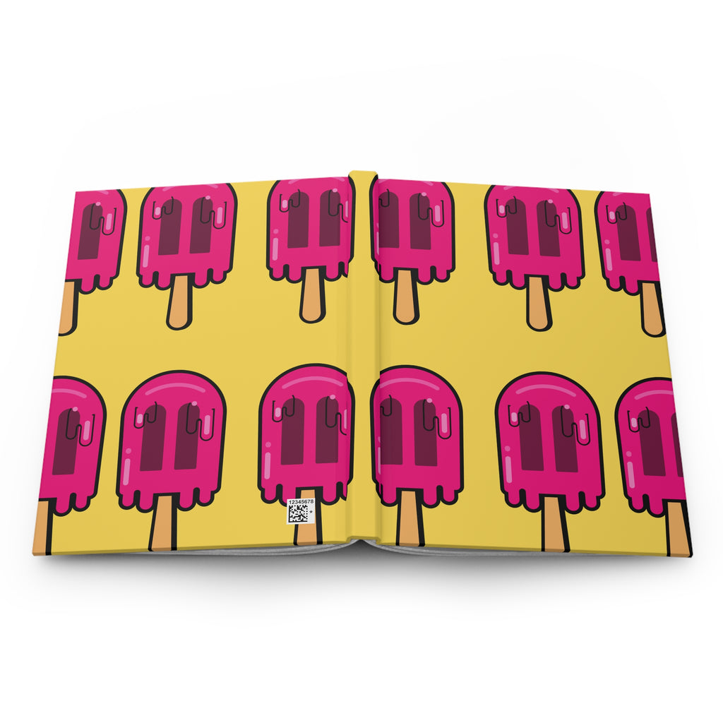 Pink Popsicle Pattern Hardcover Journal – Bright Retro Ice Cream Notebook
