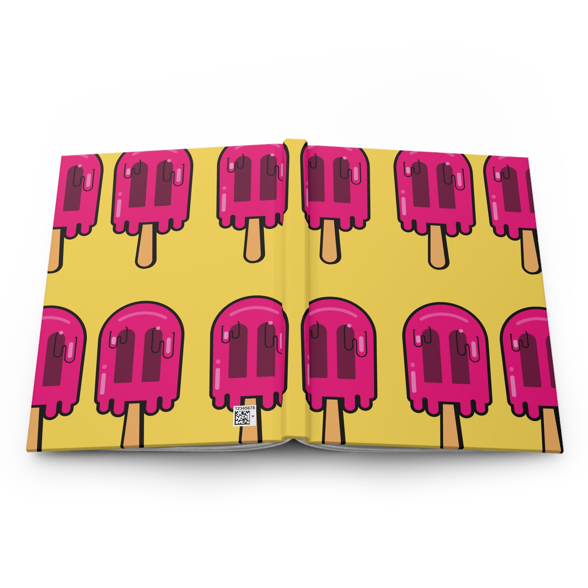 Pink Popsicle Pattern Hardcover Journal – Bright Retro Ice Cream Notebook