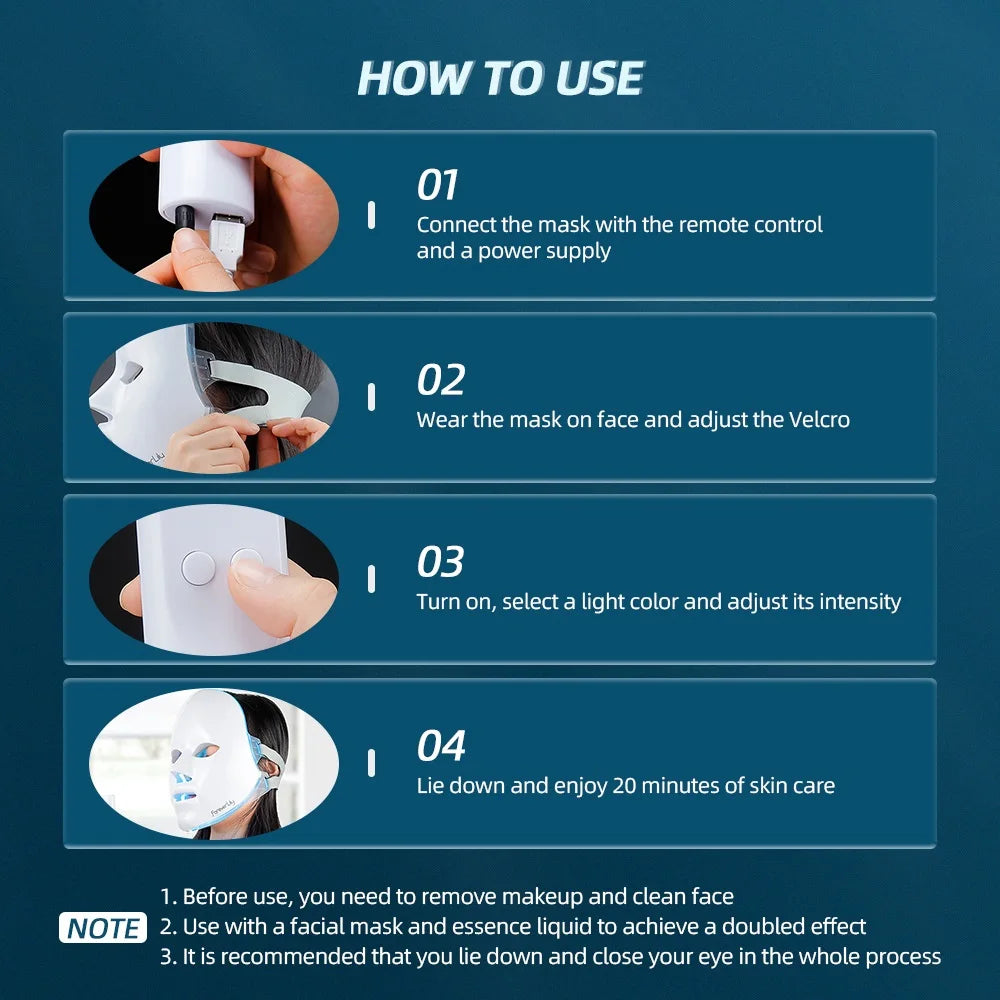 Facial LED Mask LED Photon Face Mask 7 Colors Light Beauty Mask Repair Skin Machine