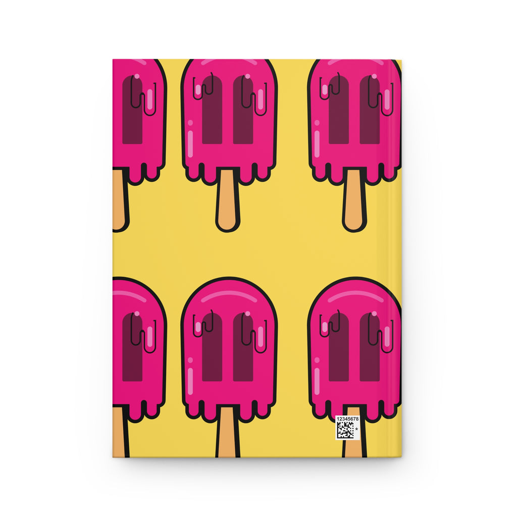 Pink Popsicle Pattern Hardcover Journal – Bright Retro Ice Cream Notebook