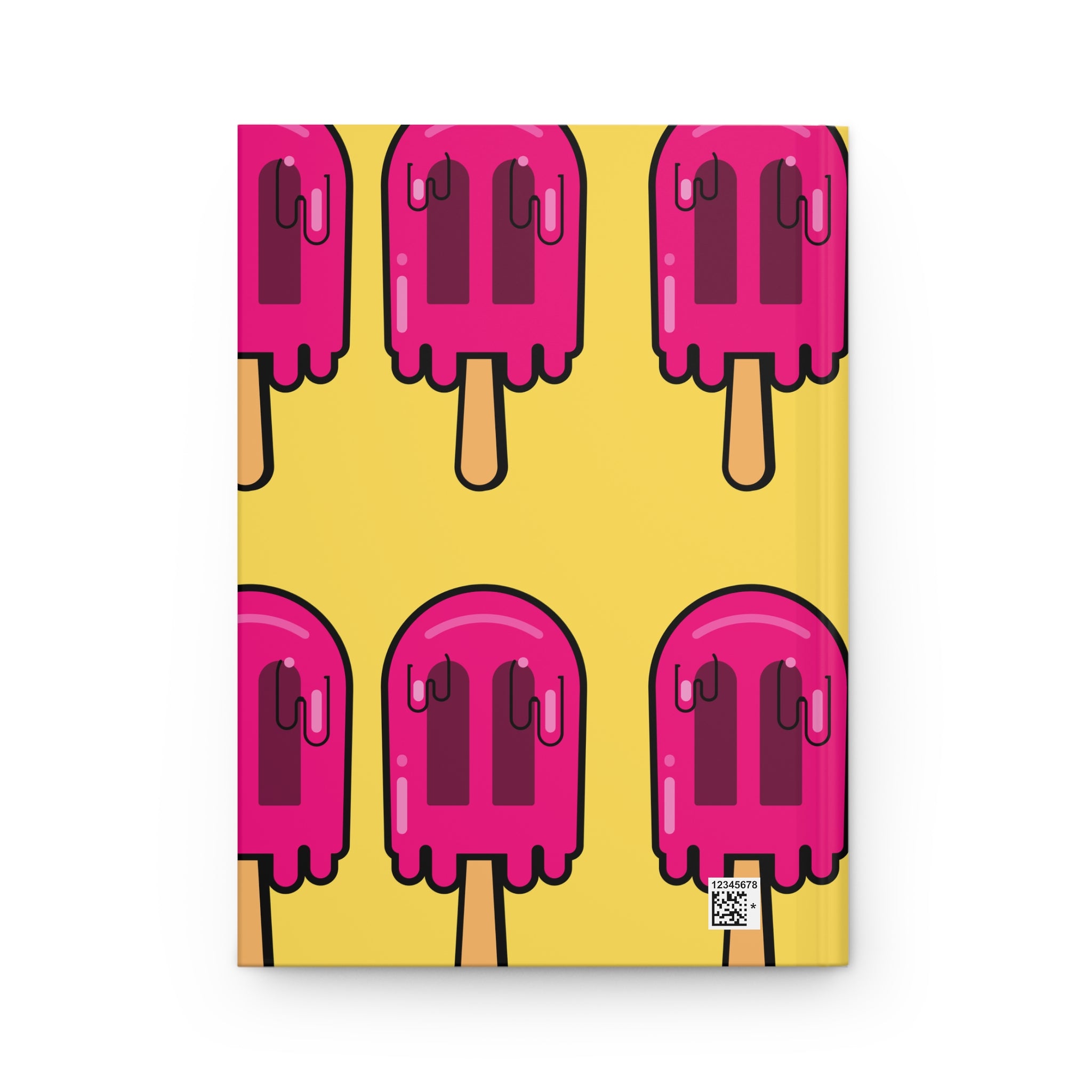 Pink Popsicle Pattern Hardcover Journal – Bright Retro Ice Cream Notebook