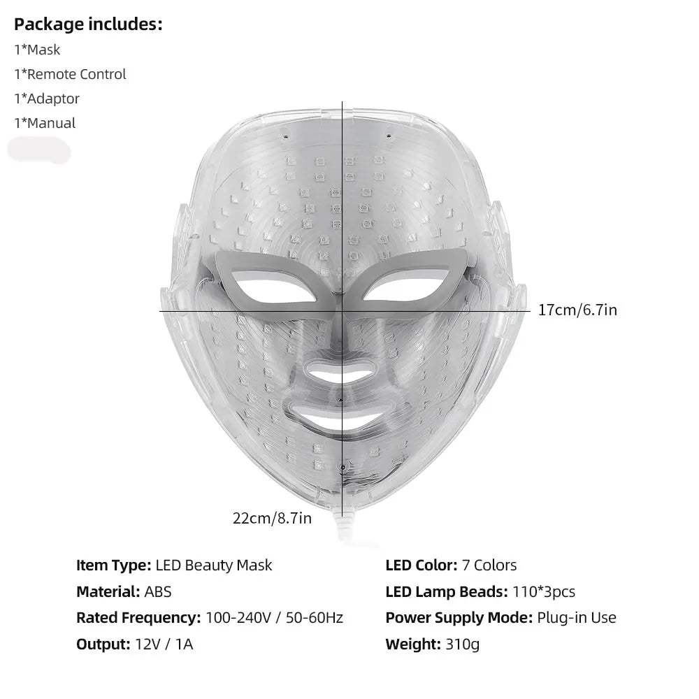 Facial LED Mask LED Photon Face Mask 7 Colors Light Beauty Mask Repair Skin Machine