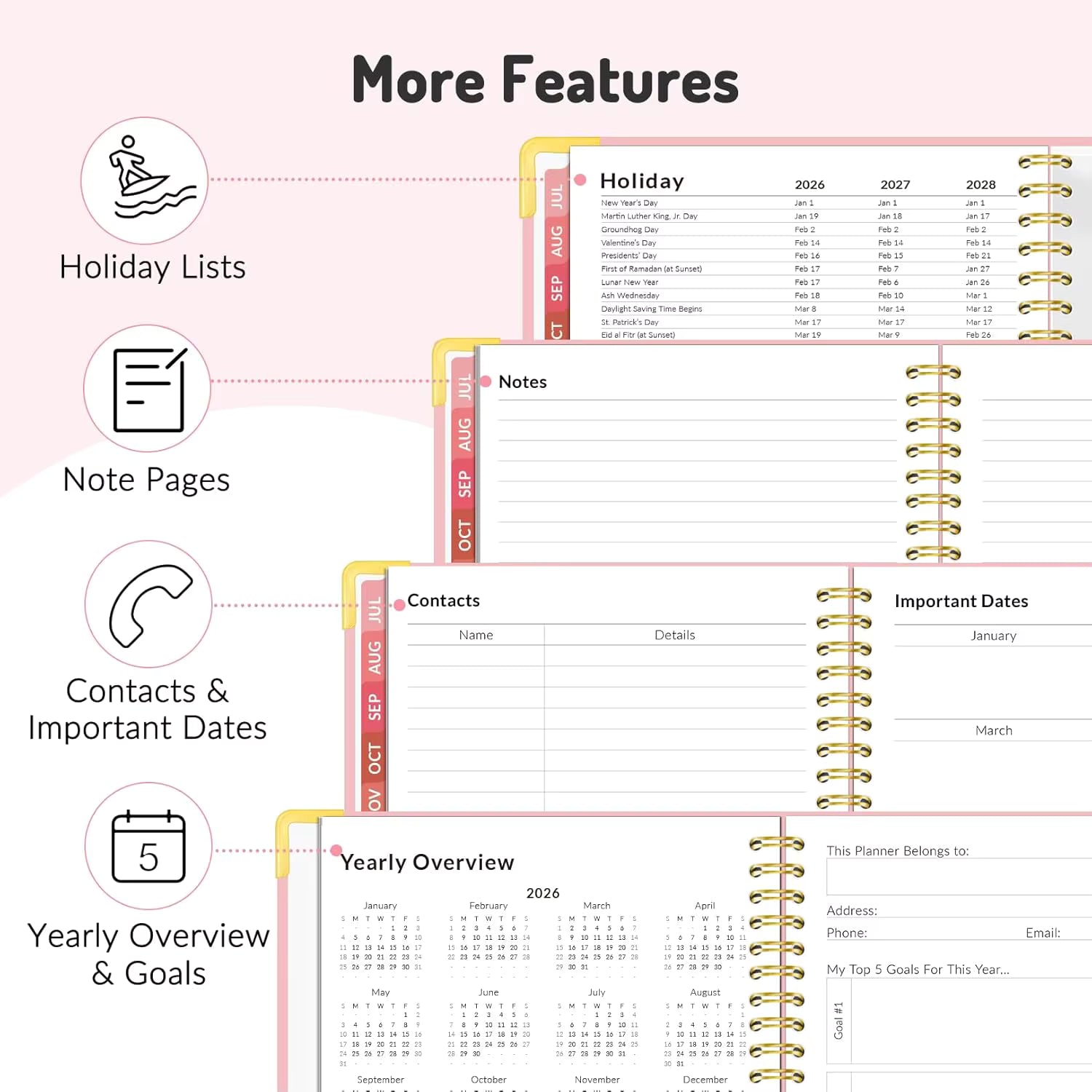 18 Month Academic Planner Jul 2026-Dec 2027, 6.3" x 8.4" Weekly Monthly Calendar with Colored Tabs, Daily Agenda Book for School