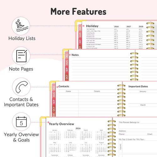 18 Month Academic Planner Jul 2026-Dec 2027, 6.3" x 8.4" Weekly Monthly Calendar with Colored Tabs, Daily Agenda Book for School