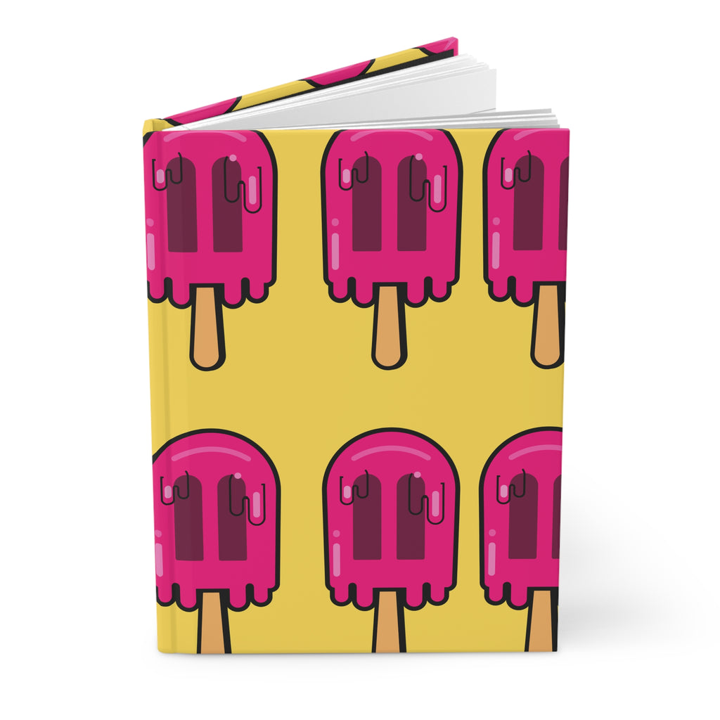 Pink Popsicle Pattern Hardcover Journal – Bright Retro Ice Cream Notebook