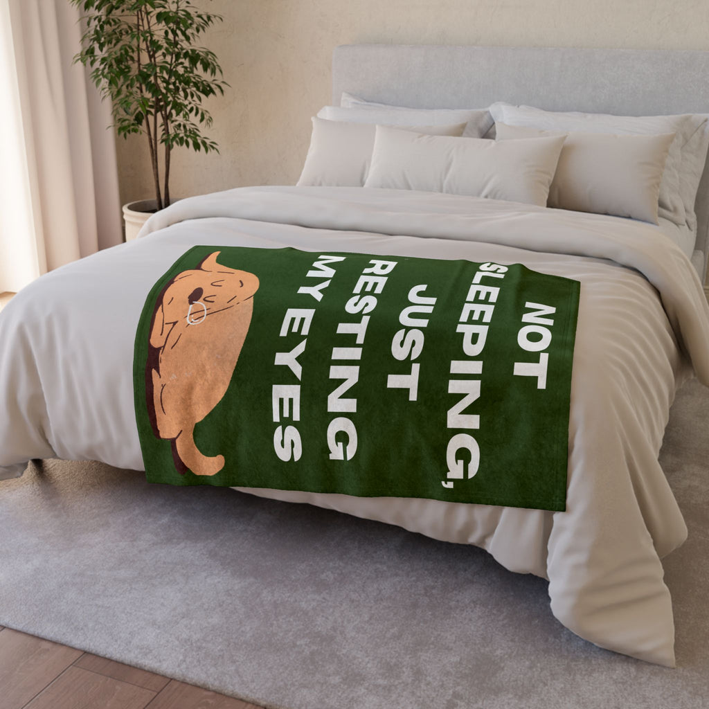 Not Sleeping, Just Resting My Eyes Dog Blanket — Funny Cozy Throw for Dog Lovers